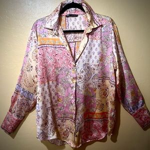 Zara paisley and floral blouse.